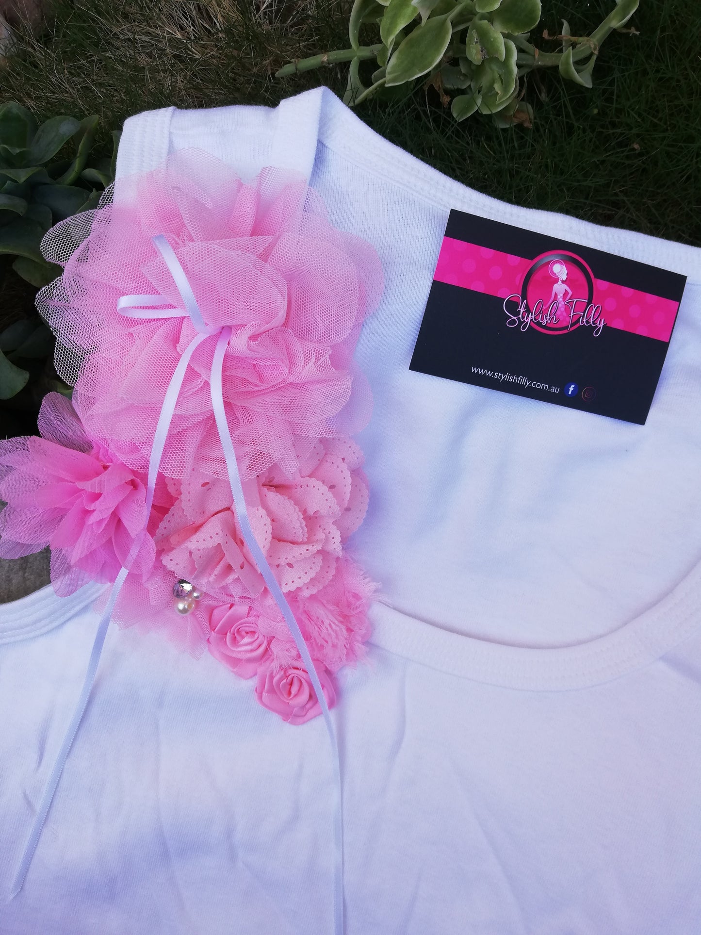 Size 12 White with Pink Flowers
