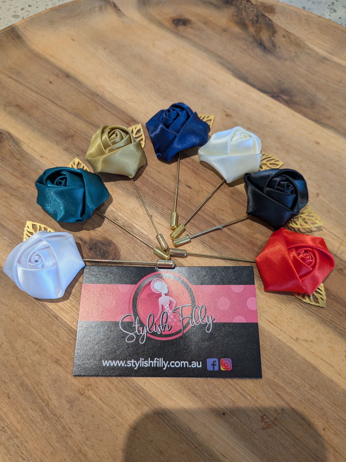 SATIN ROSE LAPEL PIN - other colours available