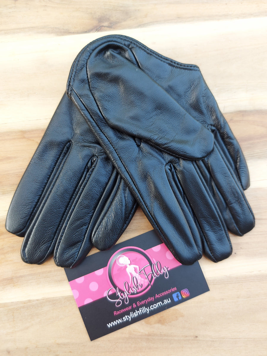 Ultrashort Genuine Leather Half Palm Gloves: Red Ultrashort Genuine Leather Half Palm Gloves: Red