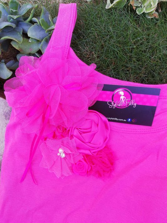 Size 8 Hot Pink with Hot Pink Flowers