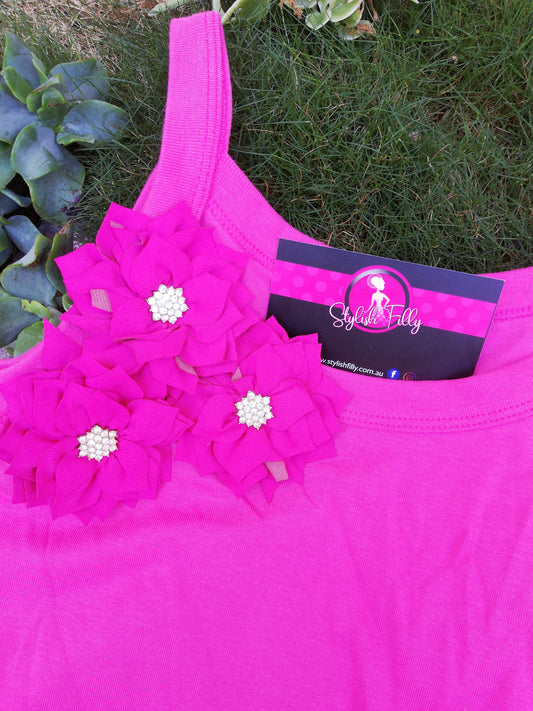 Size 10 Hot Pink with Hot Pink Flowers