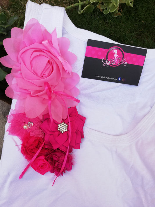 Size 10 White with Pink Flowers